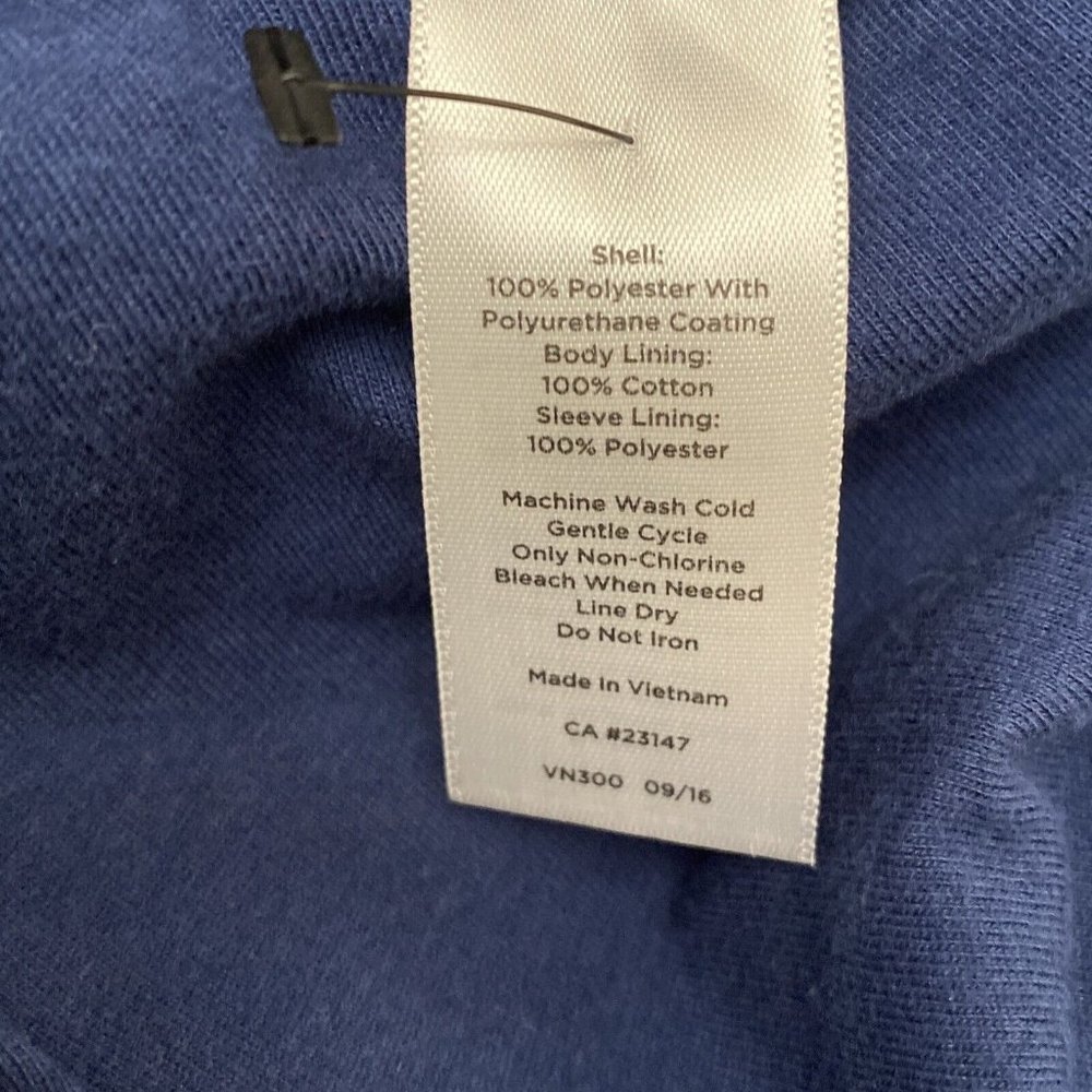 Talbots Womens Size M Rain Jacket Detachable Hood  Navy Lined White Stripe - Picture 10 of 12